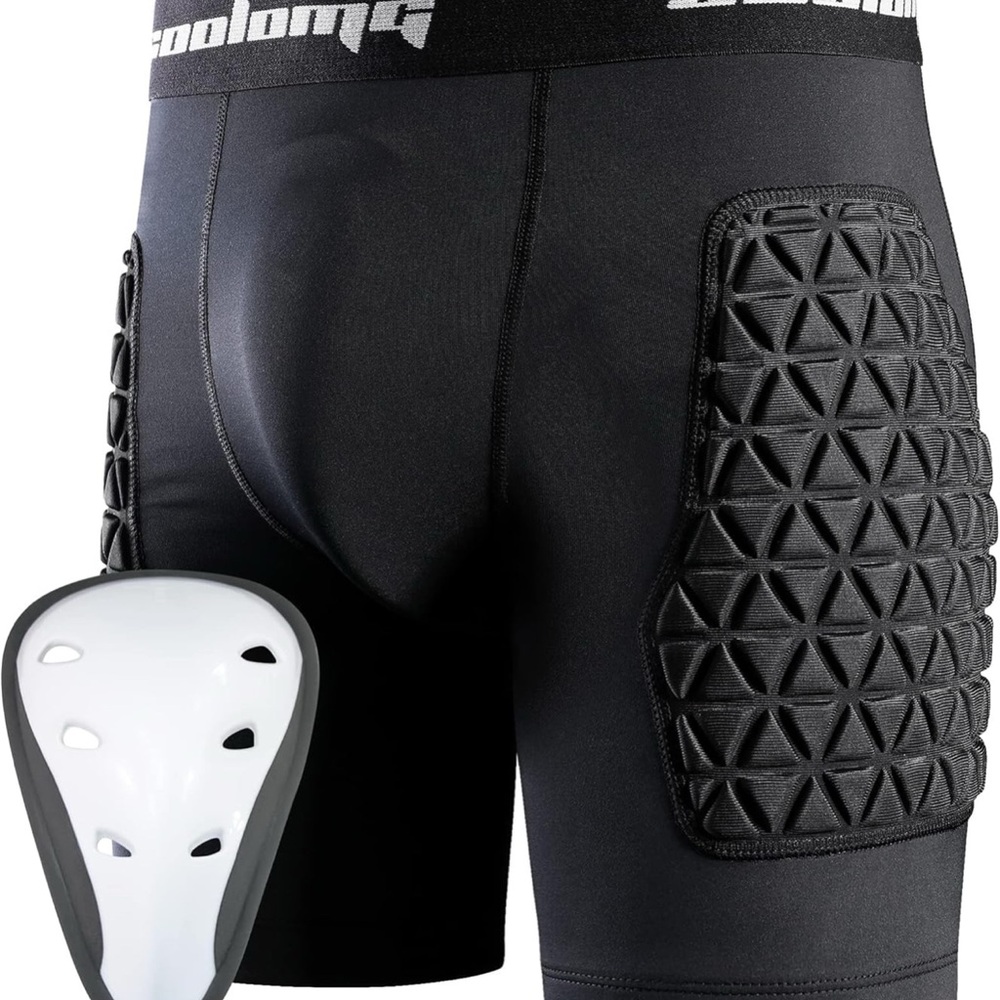 COOLOMG Youth Boys Sliding Shorts with Athletic Cup Compression Shorts Baseball